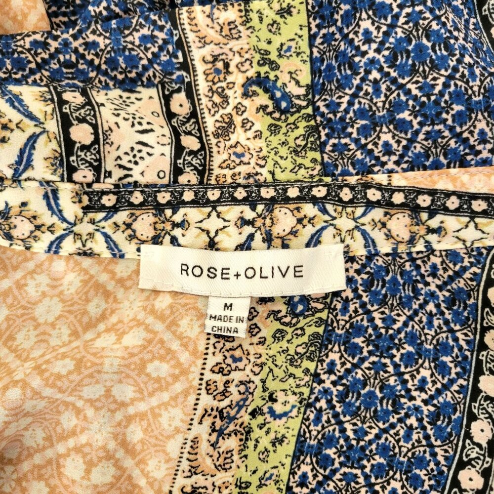 Rose+Olive Womens Patchwork Button-Up Shirt M Multicolor - Picture 3 of 3